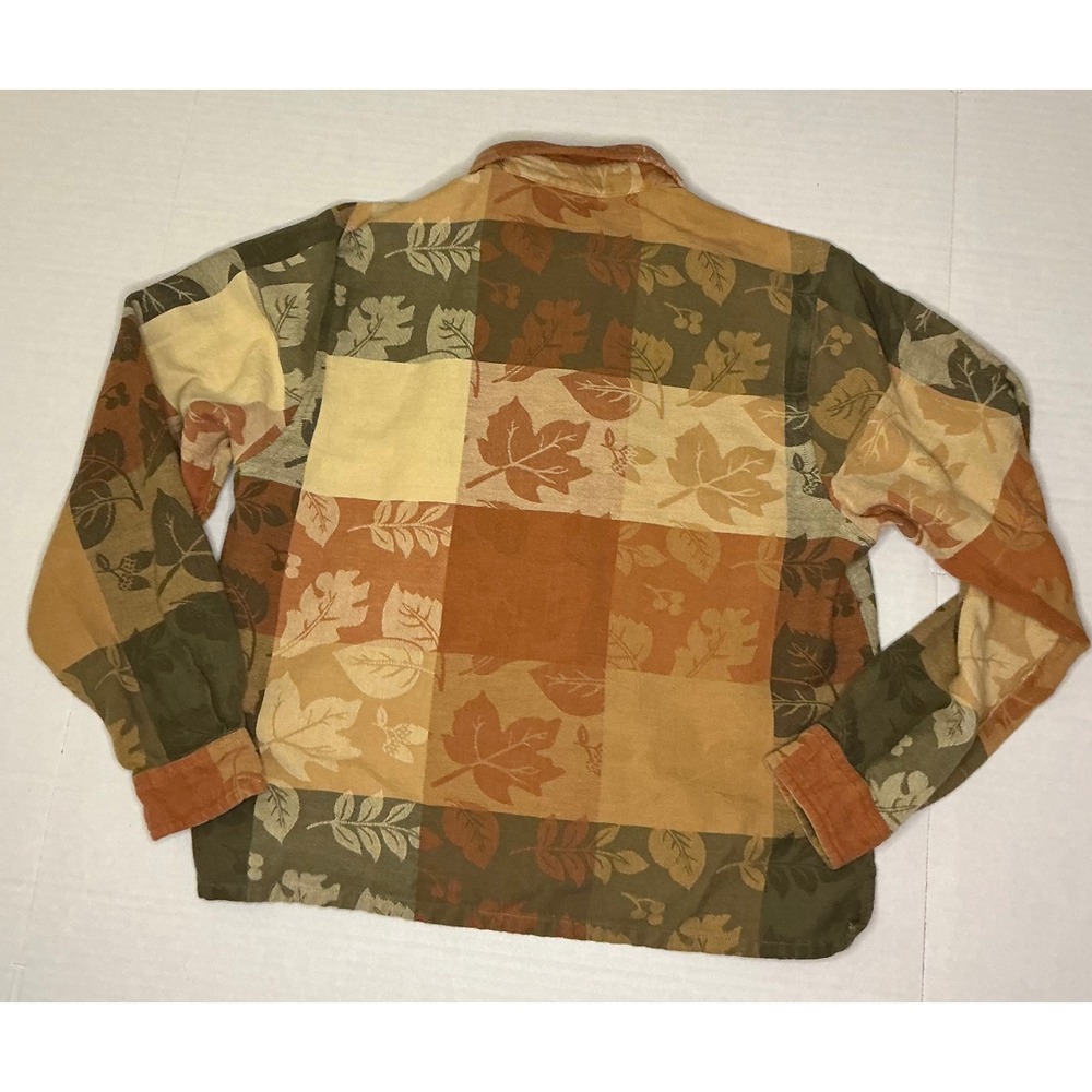 90s Tantrums Autumn Patchwork Long Sleeve Cotton Top Cottagecore Earthy - Picture 2 of 6